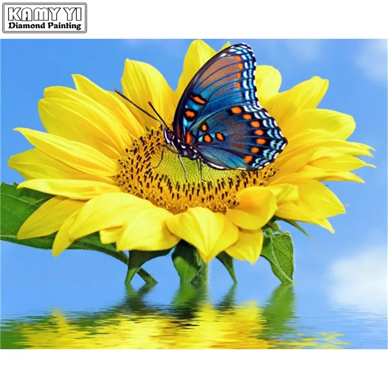 

Diamond Embroidery Butterfly on a flower Picture of Rhinestones Diy Diamond Painting Beadwork Chinese Home Crafts for gift