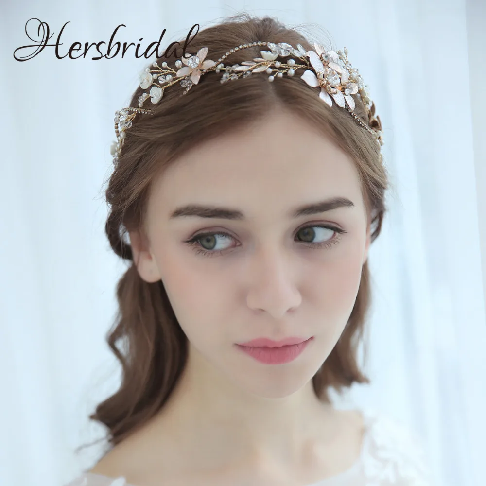 Crystal Floral Wave Bridal Headpiece Handmade Pealrs And Rhinestone Wedding Headband Tiara Lovely Hair Vine 2018 (7)