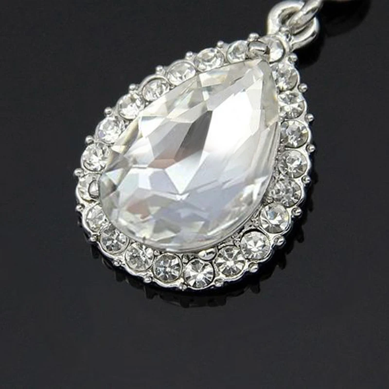Luxury Crytsal Rhinestone Teardrop Wedding Bridal Diamond Dangle Stud Earrings
