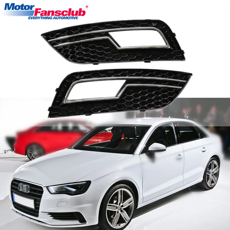 

1Pair Car Racing Grille For Audi A4 B8.5 2013-2016 Fog Light Grill RS4 Style Auto Styling Front Bumper Modify Mesh Honeycomb