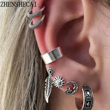 Винтажные серьги-клипсы в стиле панк, серьги Brinco для девочек, Bijoux, цепочка с кисточкой, клипсы в виде листьев, серьги-манжеты для женщин, ювелирные изделия e0259