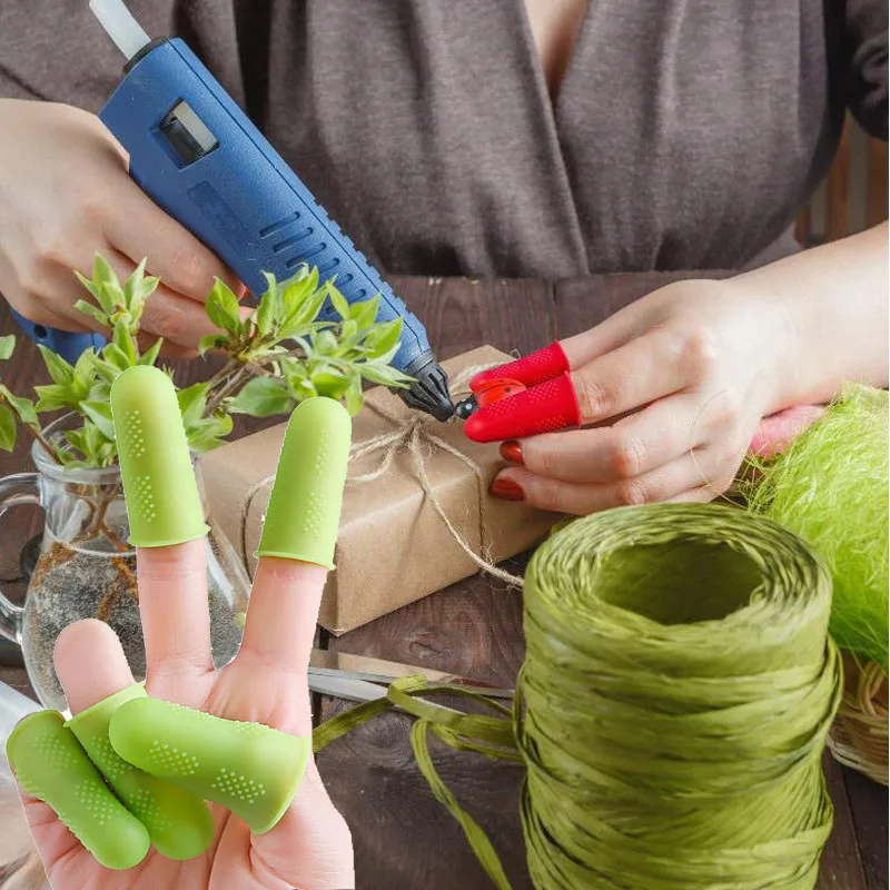 

Green Silicone Finger Protector Sleeve Cover Anti-cut Heat Resistant Anti-slip Fingers Cover For Cooking Kitchen Tools