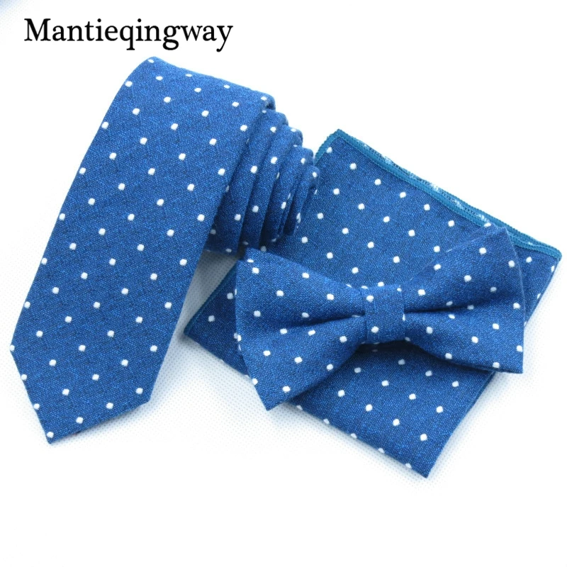 Mantieqingway хлопчатобумажный Галстук С Бантом комплекты носовых платков для мужские свадебные горошек печатных галстук-бабочки для худых Gravatas