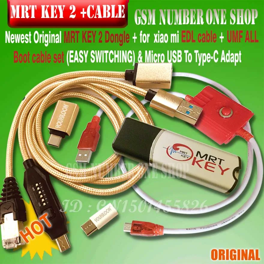 Baratos 2019 el más nuevo MRT Clave 2 Dongle + para GPG xiao mi EDI + cable UMF todos arranque cable (fácil de conmutación) Y mi cro USB al tipo C adaptarse