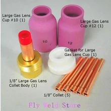 TIG/газовая линза комплект сварки больших газ объектива Набор аксессуаров 1/" TIG Сварочная горелка подходит WP SR 17/18/26, 9PK