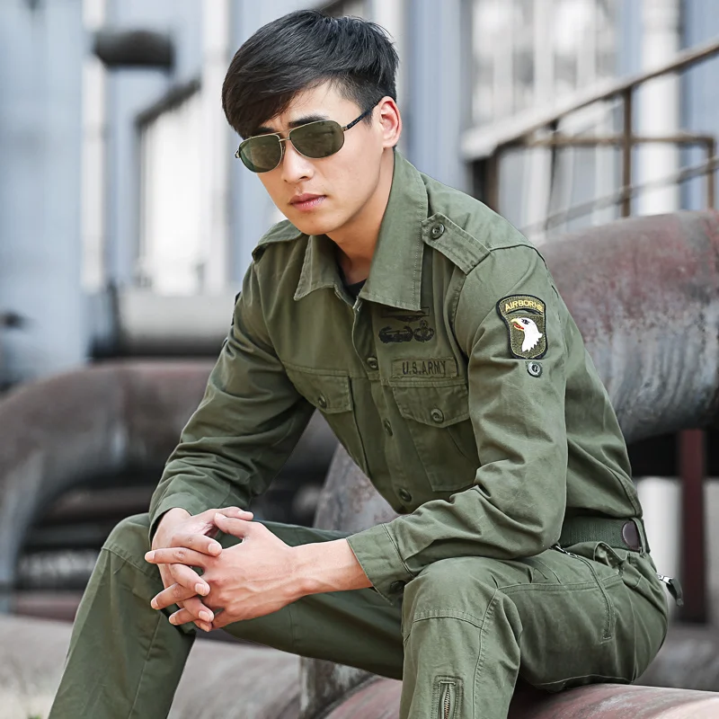 Meilleur Hommes de 101 Division Aéroportée Safari Chemises Militaires Cargo Shirts Vêtements Tactique Vêtements Mens Armée Bomber Vol Tops Chemises