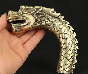 

Chinese Old CHINESE OLD COPPER HAND CARVED FEROCITY DRAGON STATUE WALKING STICK HEADr decoration BRASS factory outlets