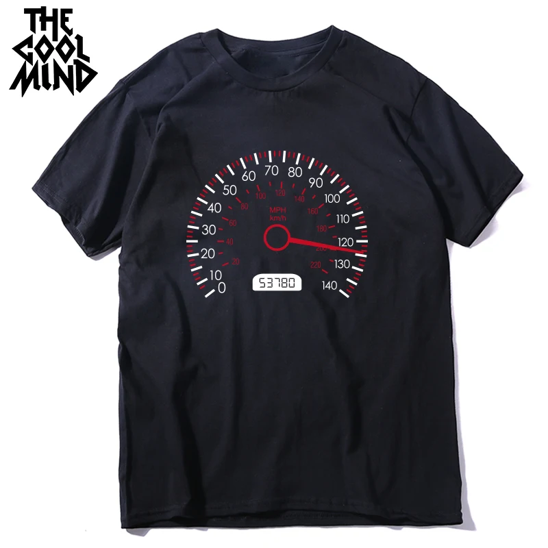 

COOLMIND top quality 100% cotton men T shirt casual summer car speed meter print men tshirt male o-neck t-shirt tee shirts