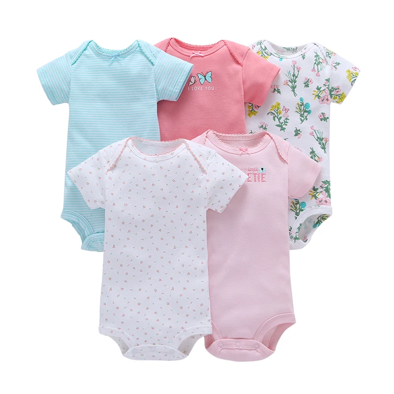 baby girl short sleeve o-neck romper new born boy rompers clothes 2019 summer outfit cotton 5pcs/lot infant clothing babies suit
