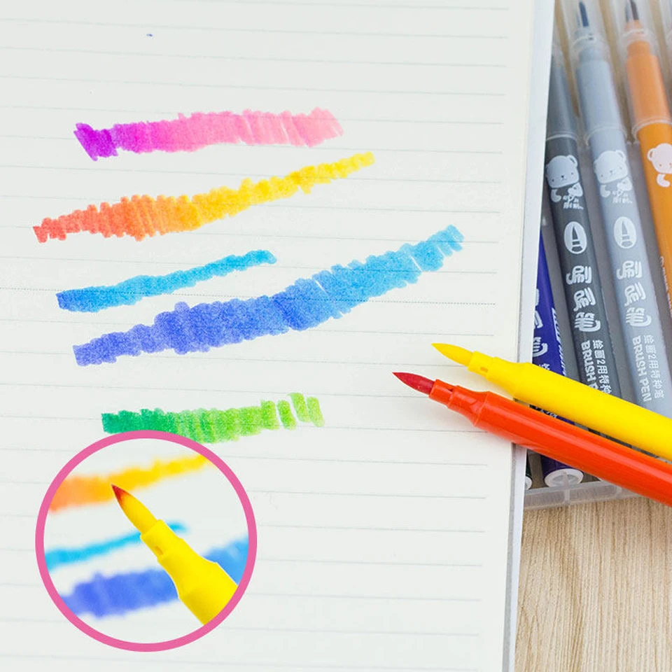 12-18-24 цвета s вода цвет кисти маркеры манги мягкий Nib цветной маркер ручки для эскиза манга графическое рисование подарок для ребенка
