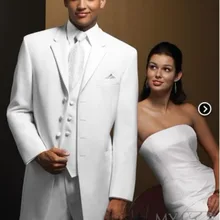 Лучший четвереньках кнопки жених смокинг / белый шафером нотч дружки мужчины свадьба костюмы / жених( куртка+ брюки+ жилет) вт