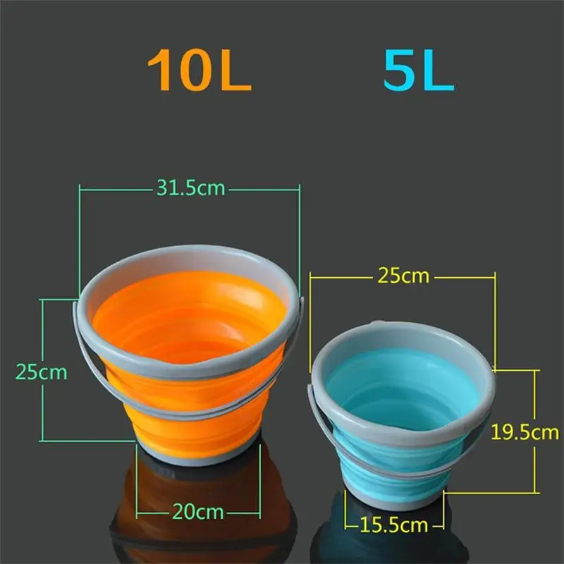 Minch 5L/10L de silicona al aire libre Cubo de pesca engrosamiento plegable redondo portátil de lavado de coches barriles de suministros de pesca Minch 5L/10L de silicona al aire libre Cubo de pesca engrosamiento plegable redondo portátil de lavado de coches barriles de suministros de pesca