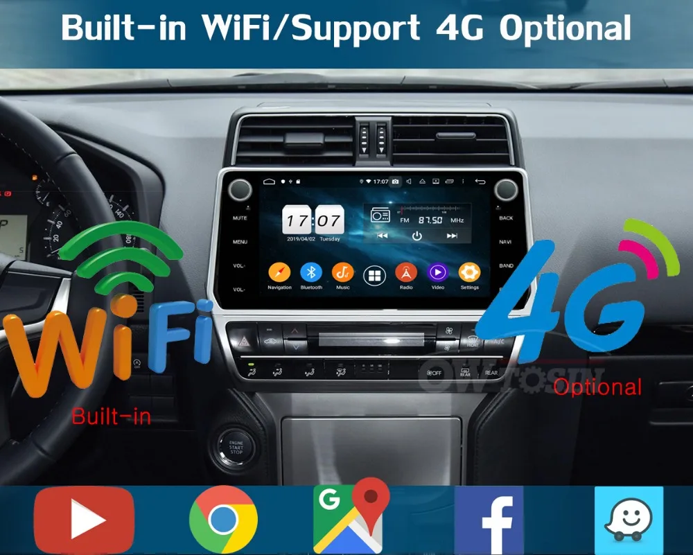 10," ips Android 9,0 8 ядерный 4G+ 64G Автомобильный мультимедийный плеер для Toyota Land Cruiser Prado gps Радио DSP CarPlay Parrot BT