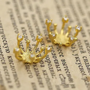 

30pc Cast Copper Cubic Zirconia Flower Core Jewelry Making Small Findings Metal Beads Fitting DIY Accessories 14x7.5mm DYA0008