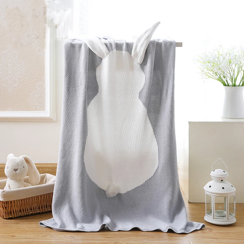 108*73cm rabbit Knitted Baby Blanket For Girl And Boy Rabbit Blanket