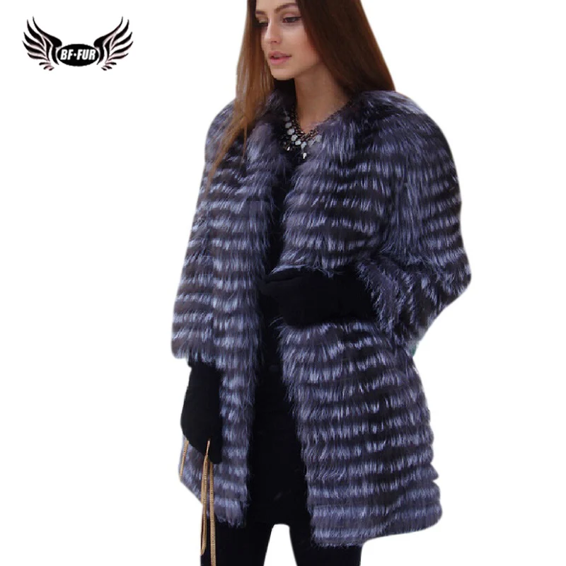 

New 2013 Women's Fashion Coats Jacket Fur Real Silver Fox Hair Coat Fur Women 3/4 Sleeves Design Fast Delivery