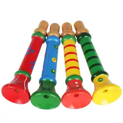 Красочные деревянные трубы детские дети деревянные игрушечный музыкальный инструмент труба Hooter Горн игрушечная суона