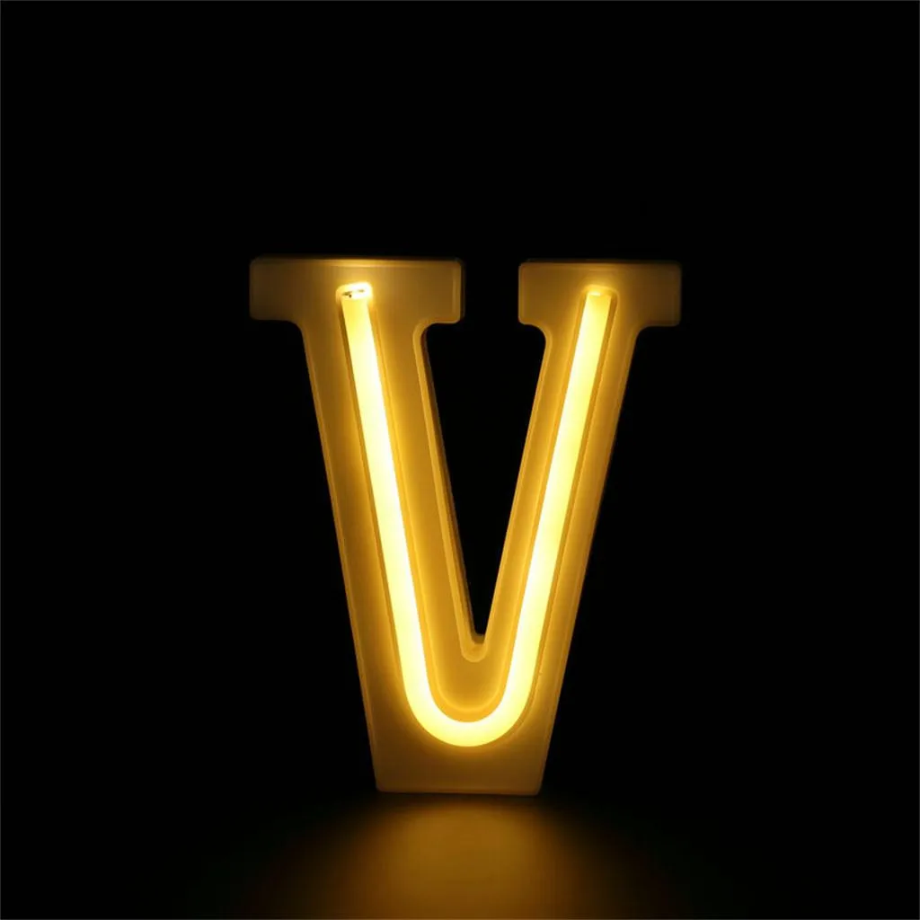 V Светодиодный светильник с буквенным алфавитом, с подсветкой, USB, Романтический, сделай сам, свет белого числа буквы, Висячие A-Z и свадебные светильники - Цвет: V