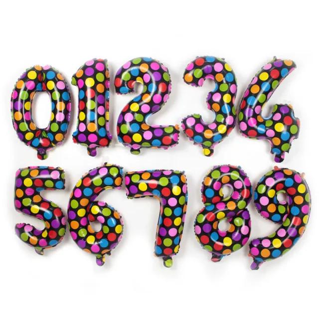 

16 inch Colorful Dot Number foil Balloons Digit Helium Ballons Birthday Party Wedding Decor Air Baloons Event Party Supplies