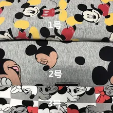 100X160 м Микки и Минни Маус, Трикотажная хлопковая ткань, принт с героями мультфильмов, пэчворк, сделай сам, одежда для малышей, материал, прошитая футболка