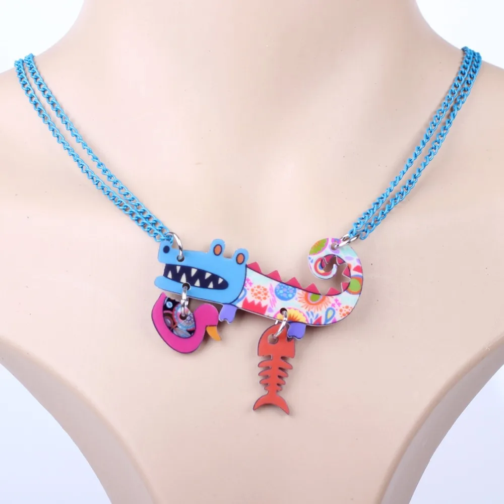 Женская акриловая подвеска Bonsny с узором крокодиловая кожа на весну лето 2019|jewelry