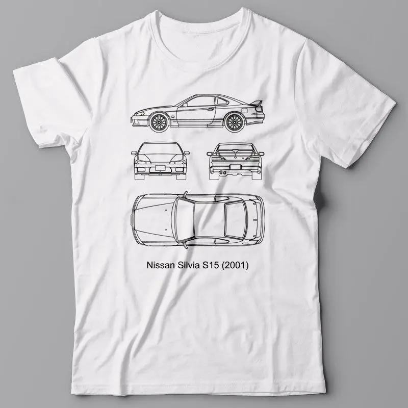 T Shirt Men T Shirt Men Short Sleeve Cool T-Shirt Blueprint - Japan Car Silvia S15, Technical Tee Shirt, Jdmcheap T Shirt Design