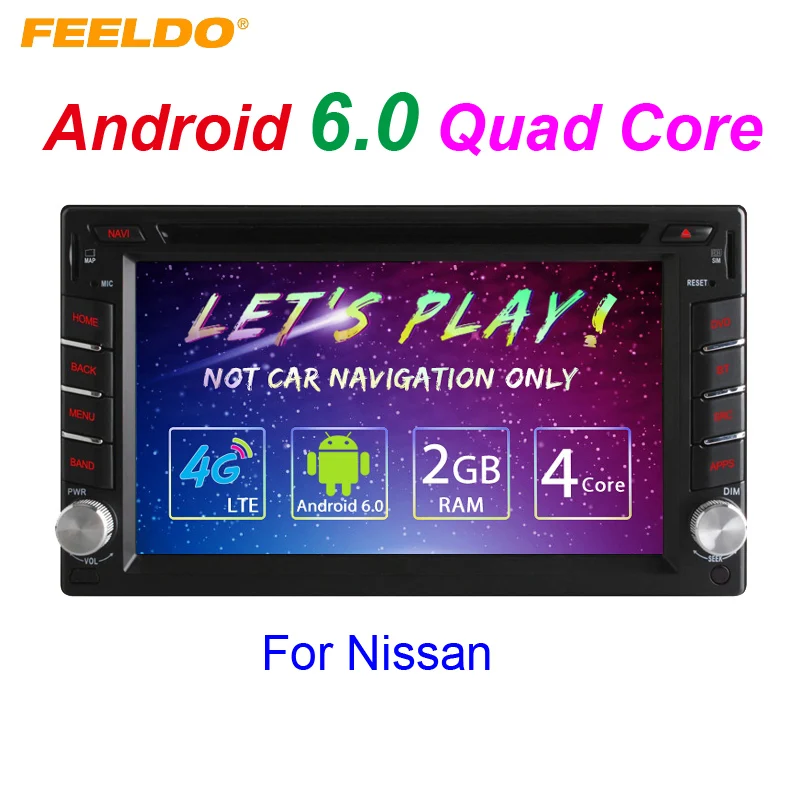  FEELDO 6.2inch Universal Android 6.0 (64bit) Quad Core/DDR3 2G/16G/4G LTE Car Media Player With GPS