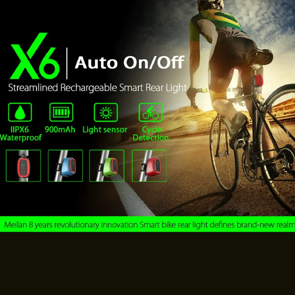 

Meilan X6 LED Bicycle Light Bike Light Cycling Tail Light 7 Modes Intelligent Induction Bike Headlight MTB Bike Accessories