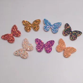 

50PCS/Lot 4x2.7cm Shiny Butterfly Padded Applique Crafts for Children Headwear Hair clip Accessorie and Garment Accessoires