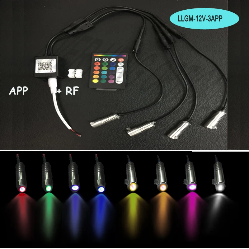 

APP/IR remote control 12v 3W single color or multi color RGB fiber optic led light engine with APP control car use