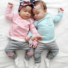 Одежда для малышей Одежда для маленьких мальчиков и девочек футболка с длинными рукавами Топы с короткими рукавами и штаны Милая одежда из 2 предметов повседневный комплект для малышей