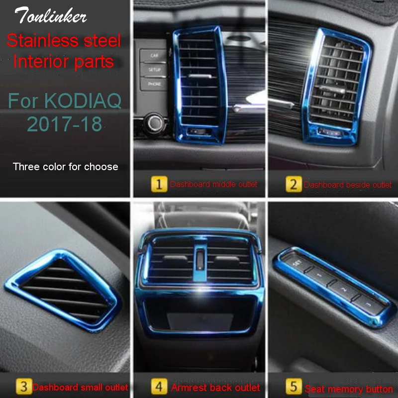 Cubierta de Tonlinker pegatina para SKODA KODIAQ 2017-18 estilo de coche 1-3 piezas de acero inoxidable decoración de piezas de Interior cubierta de pegatinas Cubierta de Tonlinker pegatina para SKODA KODIAQ 2017-18 estilo de coche 1-3 piezas de acero inoxidable decoración de piezas de Interior cubierta de pegatinas