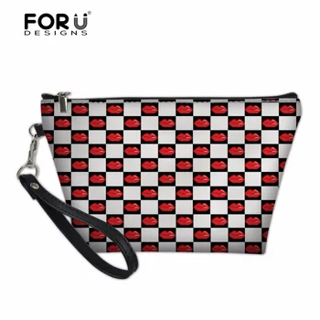 

FORUDESIGNS Sexy Lips Puzzle Women's Cosmetic Cases Make Up Bags Small Travel Storage Toiletry Bags for Ladies Fashion Pouch Bag