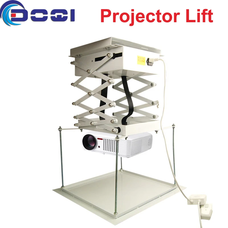 High Quality Motorized Scissor Projector Lift 1m Remote Control Electric Ceiling Mount Bracket For Cinema Church Hall School