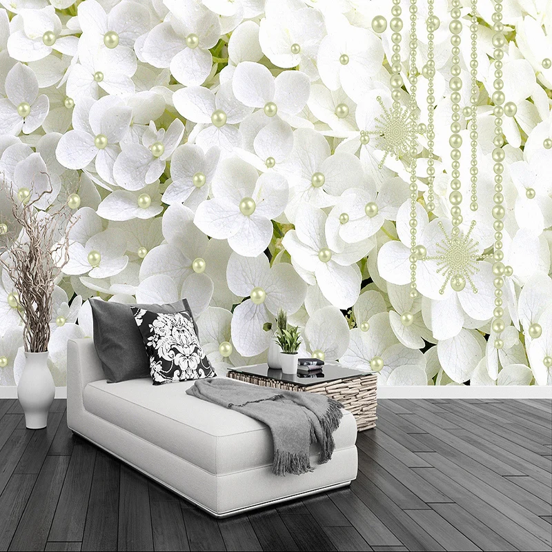 Modern Abstract White Pearl Jewelry Flowers 3D Stereo Mural Wallpaper Living Room Bedroom Backdrop Art Wall Papers For Walls 3 D Modern Abstract White Pearl Jewelry Flowers 3D Stereo Mural Wallpaper Living Room Bedroom Backdrop Art Wall Papers For Walls 3 D