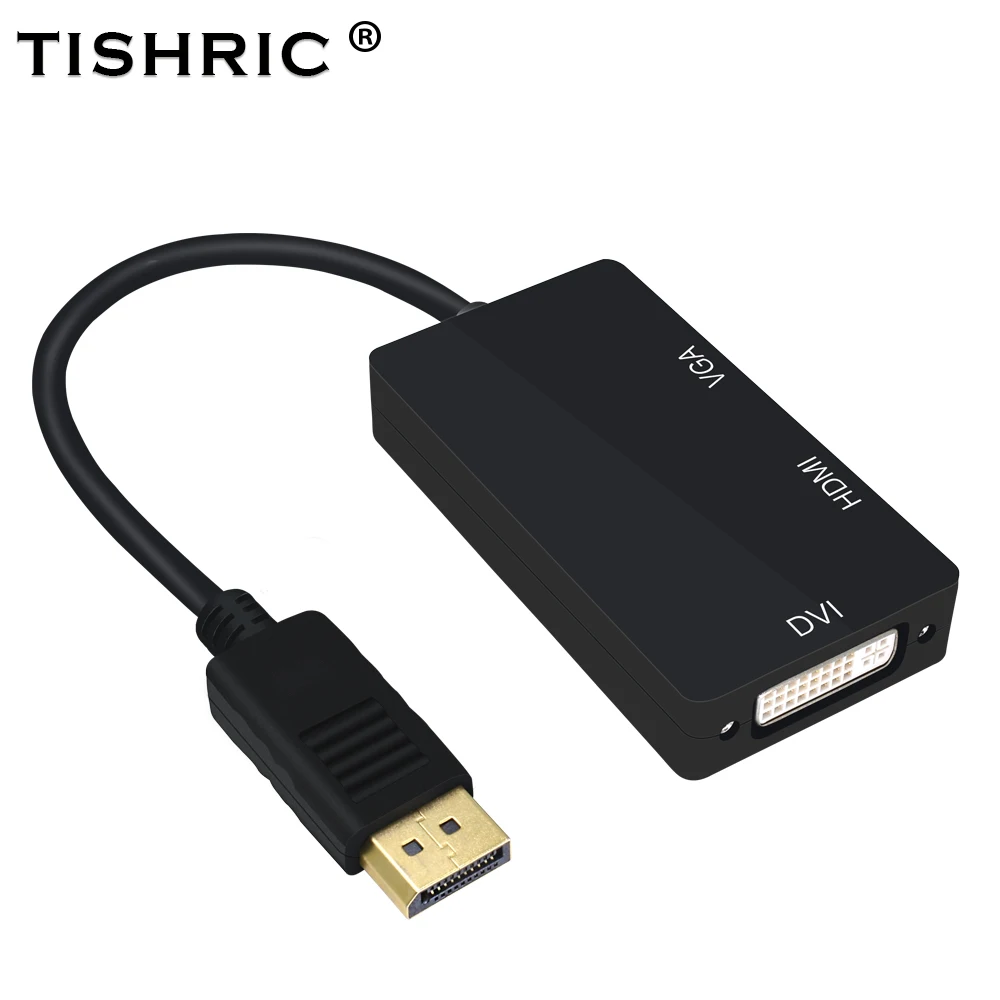 TISHRIC 3IN1 DP к HDMI VGA DVI адаптер 3,5 мм конвертер кабель DisplayPort Мужской женское для портативных ПК ТВ окно проектора