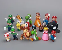 18 pçs/set Super Mario Bros 1 conjunto 1 ” – 2.5 ” figura brinquedo dinossauro yoshi Super Mario yoshi figura de ação de PVC retai para criança