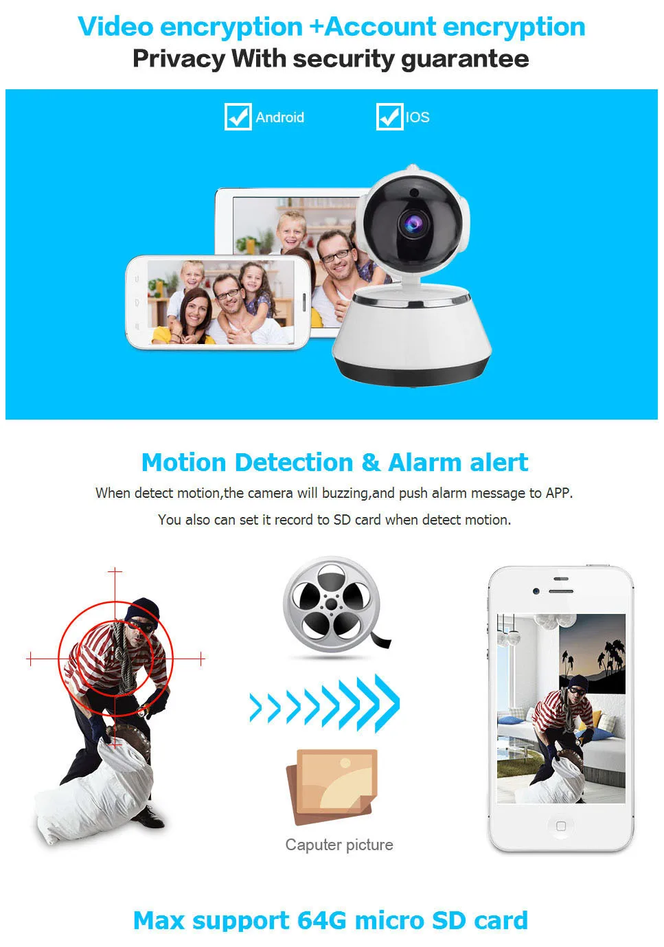 720P HD 1MP Camera ip IR Cut IP Camera PanTilt Wireless Surveillance CCTV Camera CMOS Home Security Babby Monitor (10)