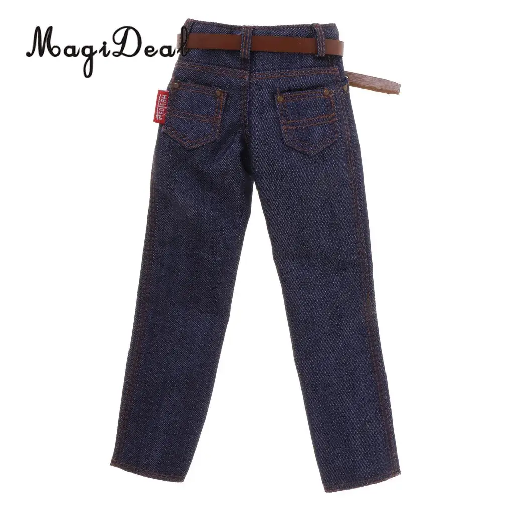 MagiDeal Top Quality 1Pc 1/6 Scale Male Classic Denim Jeans Pants with Belt for 12 Inch Action Figure Body Hot Toy Accessory