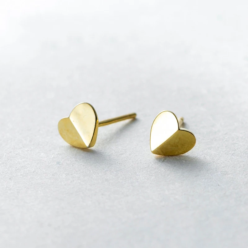

Elegant Golden Love Stud Earrings For Women 925 Sterling Silver Korean Minimalist Personalized Earring Creative Girlfriend Gifts