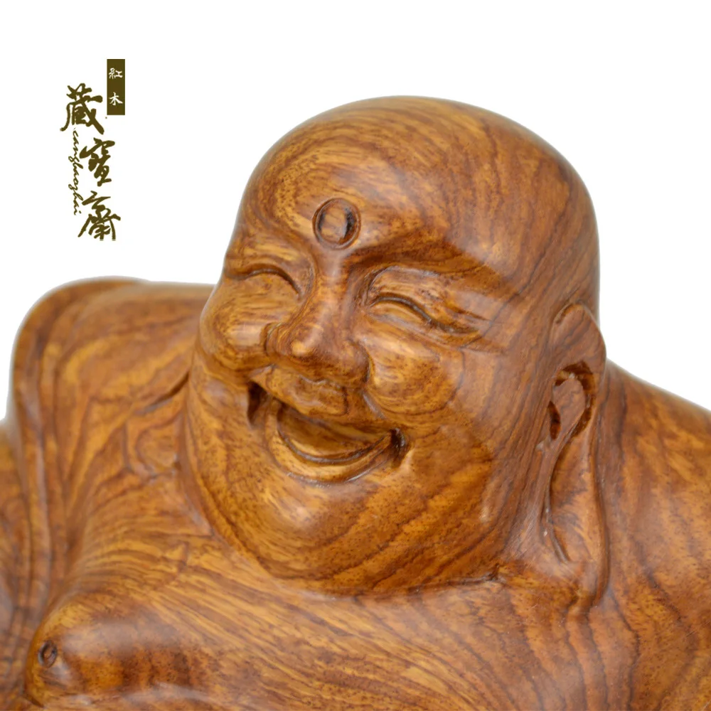 Redwood crafts mahogany carved ornaments Maitreya Buddha Bag Lucky