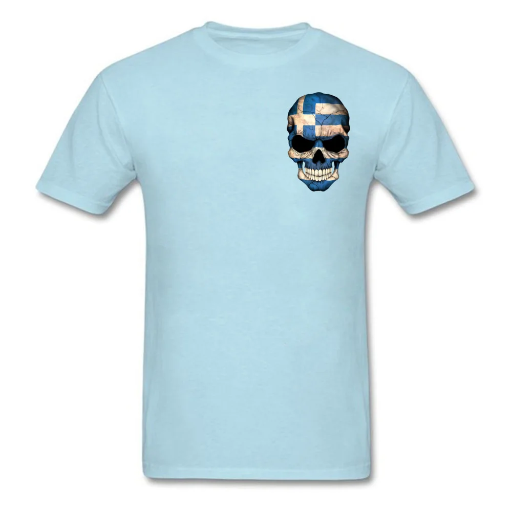 Tops T Shirt Greek Flag Skull Thanksgiving Day Latest Casual Short Sleeve 100% Cotton O-Neck Men's T Shirt Casual Tee Shirts Greek Flag Skull Chest light