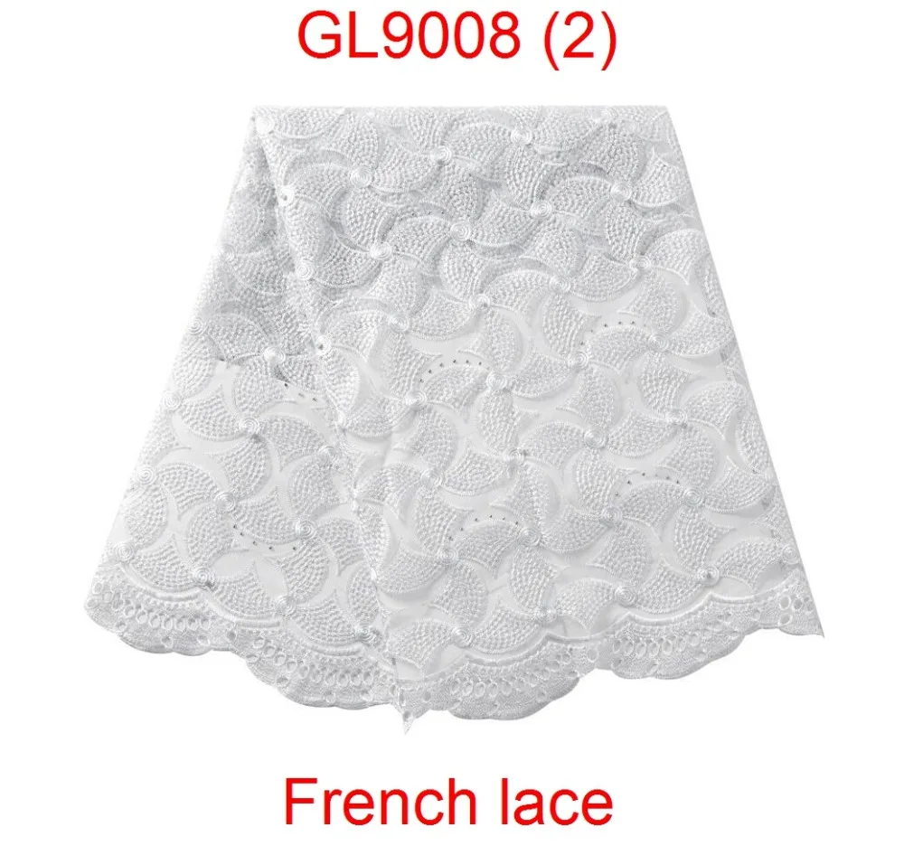 2019 African Laces Fabrics Embroidered Nigerian 3D Guipure French Cord Lace Fabric High-quality  African French Net Lace Fabric GL9008 (2)
