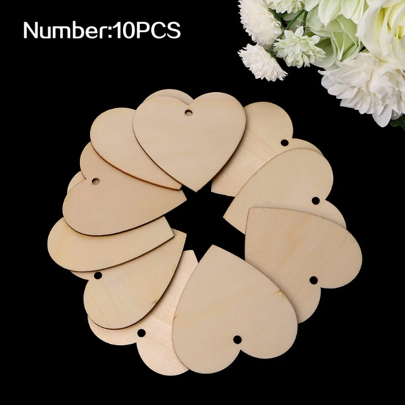 

Wooden Heart Shapes Blank Craft Embellishments with Hole Decoupage Tag Decor