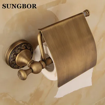 

Europe style antique brass paper towel rack bathroom paper holder Base carved toilet paper box toilet accessories ZL-8508F