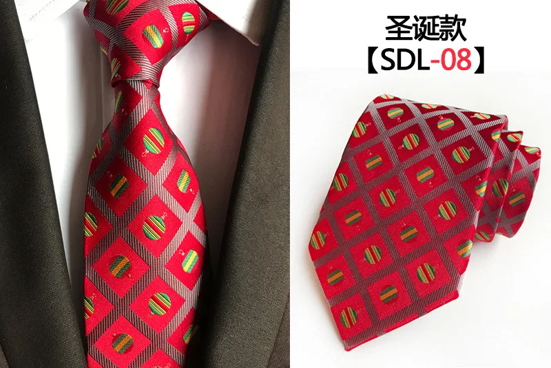 Классический шелковый Для мужчин галстук печатных шеи связей 8 см красный зеленый Галстуки для Для мужчин строгая Деловая одежда костюм