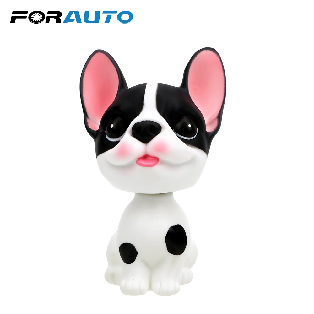 

FORAUTO Dashboard Nodding Dog Interior Accessories Car Ornament PVC French Bulldog Shake Head Toy Doll With Adhesive Tape
