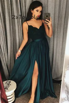Dark Green Sexy Long Evening Dress With Slits A Line Spaghetti Straps Silk Satin Formal Prom Gowns Cheap Slim Appliques Dress
Dark Green Sexy Long Evening Dress With Slits A Line Spaghetti Straps Silk Satin Formal Prom Gowns Cheap Slim Appliques Dress