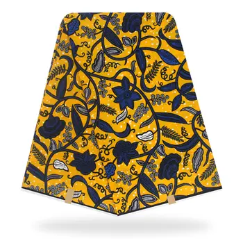 

Yellow flowers High Quality For Party Dress 100% Cotton Print Fabric 6Yards For Dress,Shoes,Bag Y90430-8