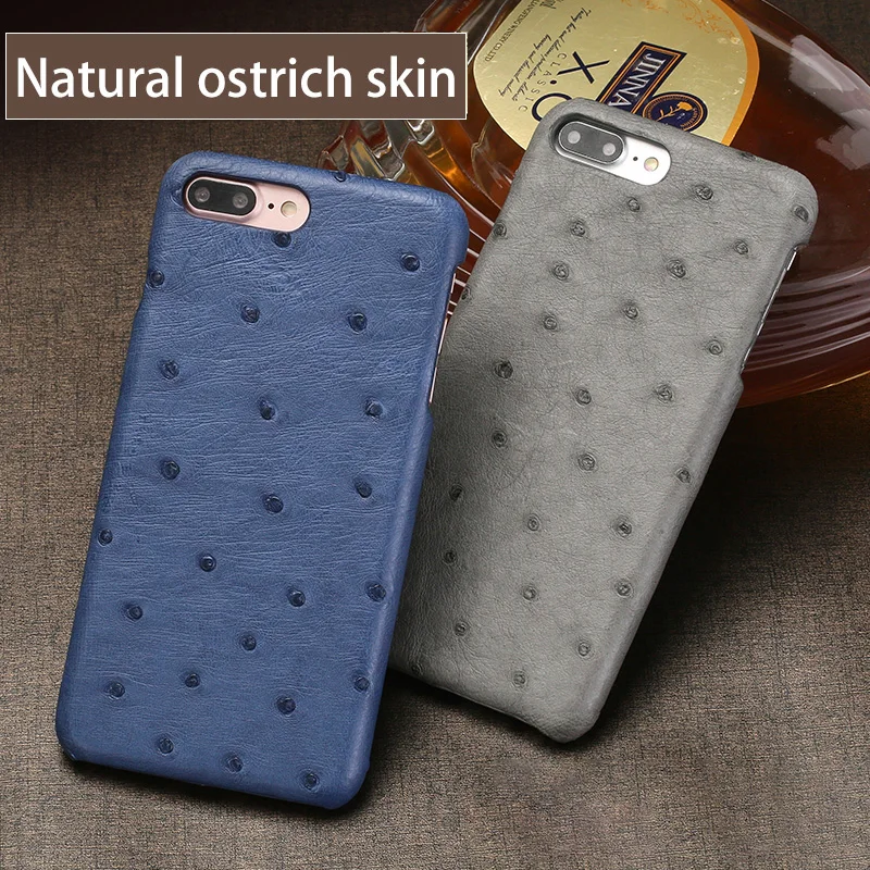 

Wangcangli Genuine Leather Phone Case For iPhone 7P X Real Ostrich Skin back cover For iPhone SE 5 5S 6 6S 7 8 Plus phone shell